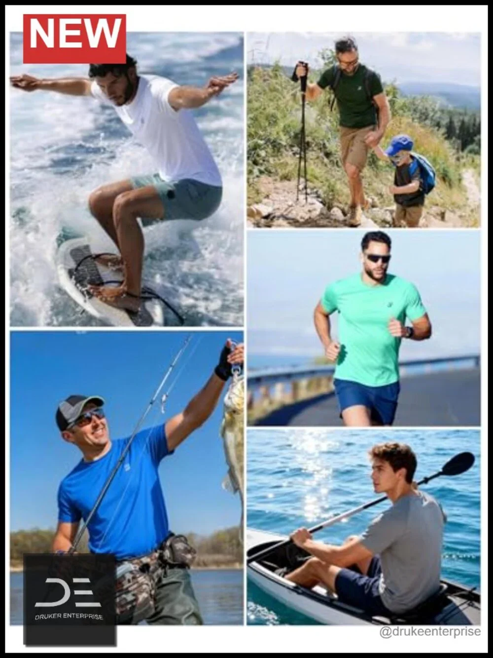 Men's UPF 50+ Rash Guard Short Sleeve Sun Protection Swim Shirt Quick Dry